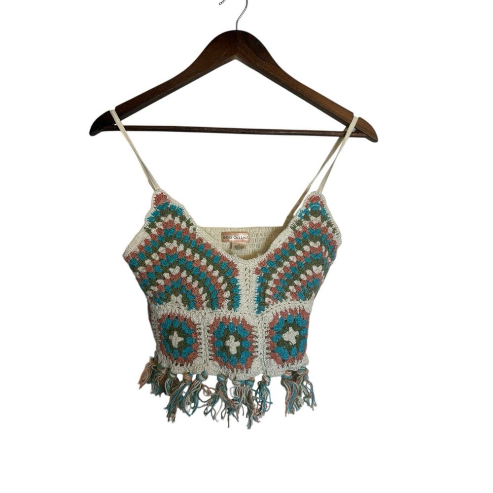 B.O.G Collective Women’s Festival Tank Crochet Top Fringe Festival Boho
